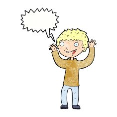 cartoon excited boy with speech bubble N160