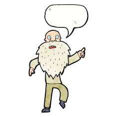 cartoon stressed old man with speech bubble N20