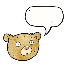 cartoon teddy bear with speech bubble N164