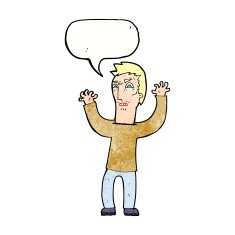 cartoon angry man with speech bubble N96