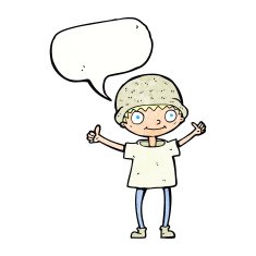 cartoon boy with positive attitude speech bubble N20