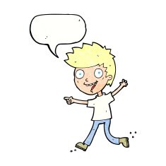 cartoon crazy excited boy with speech bubble N11