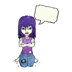 cartoon vampire girl with speech bubble N251