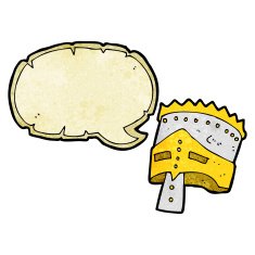 cartoon king's armor with speech bubble N3