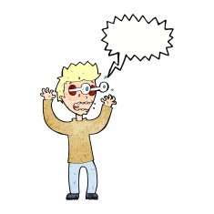 cartoon terrified man with speech bubble N241