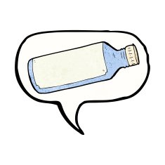 cartoon water bottle with speech bubble N6