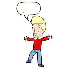 cartoon happy man with speech bubble N506