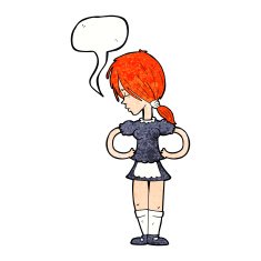cartoon waitress with speech bubble N29