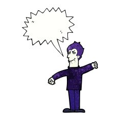 cartoon vampire man with speech bubble N129