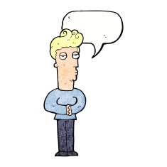 cartoon jaded man with speech bubble N18