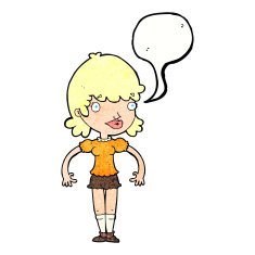 cartoon happy woman with speech bubble N283