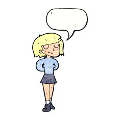 cartoon pleased woman with speech bubble N11