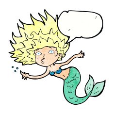 cartoon mermaid with speech bubble N74
