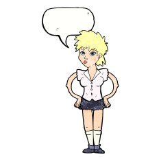 cartoon woman with hands on hips speech bubble N240