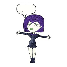 cartoon vampire girl with speech bubble N253