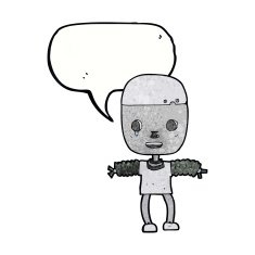 cartoon robot with speech bubble N213