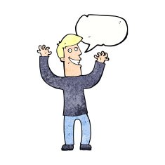 cartoon excited man with speech bubble N77