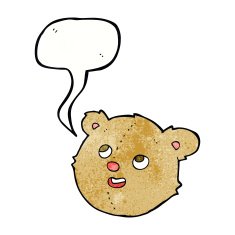 cartoon teddy bear head with speech bubble N14