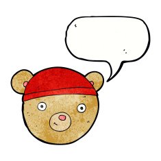 cartoon teddy bear head with speech bubble N15