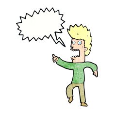cartoon terrified man with speech bubble N242
