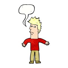 cartoon confused man with speech bubble N43