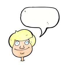 cartoon happy boy's face with speech bubble N22