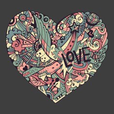 Dodle colorful heart with ornate otnament