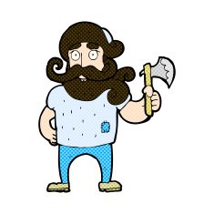comic cartoon lumberjack with axe