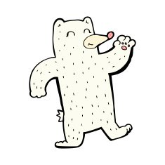 comic cartoon waving polar bear