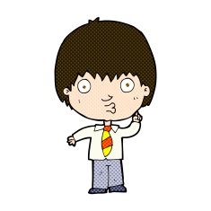 comic cartoon school boy answering question N11