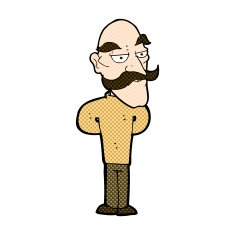 comic cartoon old man with mustache N6