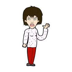 comic cartoon shocked woman waving hand N2