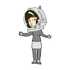 comic cartoon woman wearing astronaut helmet N3