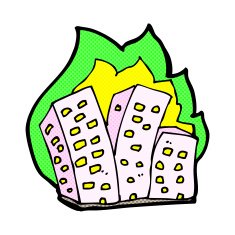 comic cartoon burning buildings N3
