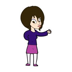 comic cartoon woman making welcome gesture N3