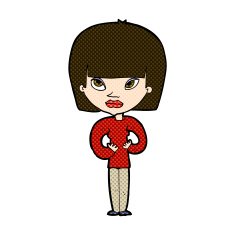 comic cartoon woman gesturing at herself N3