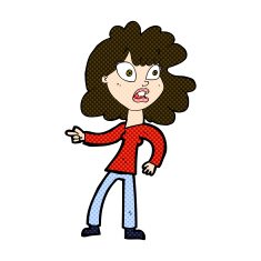 comic cartoon worried woman pointing N3