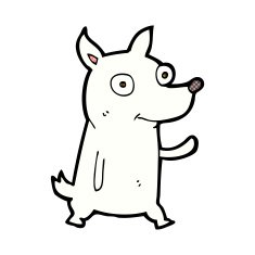 comic cartoon little dog waving N3