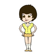 comic cartoon pretty woman with hands on hips N5