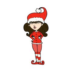 comic cartoon santa's helper woman N3