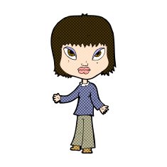 comic cartoon woman with open arms N22