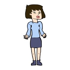 comic cartoon woman shrugging shoulders N105