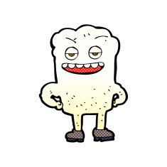 comic cartoon tooth looking smug N5