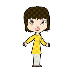 comic cartoon woman with open arms N23