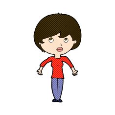comic cartoon woman shrugging shoulders N107