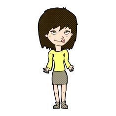 comic cartoon woman shrugging shoulders N109