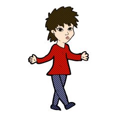 comic cartoon woman shrugging shoulders N110