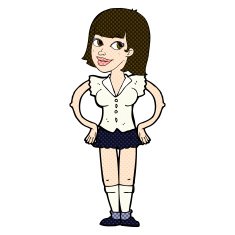 comic cartoon woman with hands on hips N47