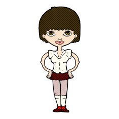comic cartoon woman with hands on hips N48