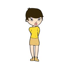 comic cartoon shy woman N11